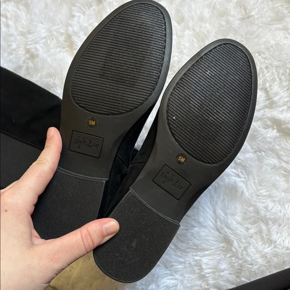 Like New Style & Co Black Kimmball Suede Boots Size 5M